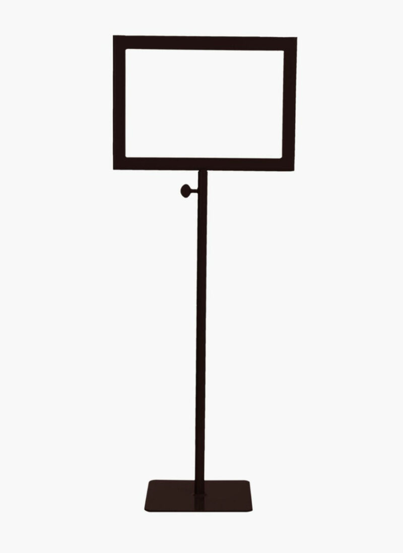 Portacartel A5 horizontal, regulable de 56 a 89cm, color negro mate.