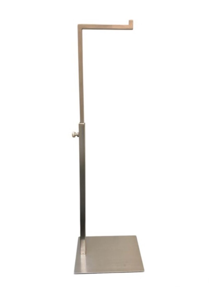 Expositor gancho para bolsos, 36 a 60cm alto, inox mate.