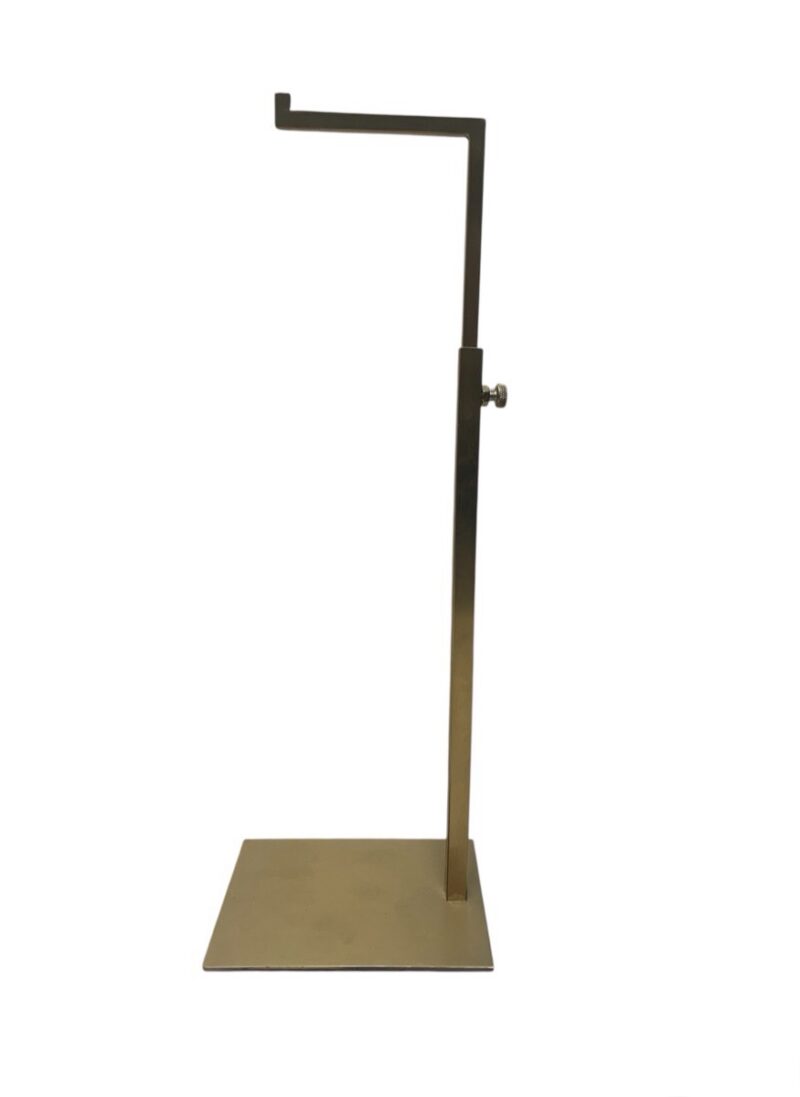 Expositor gancho para bolsos, 36 a 60cm alto, acabado oro mate.