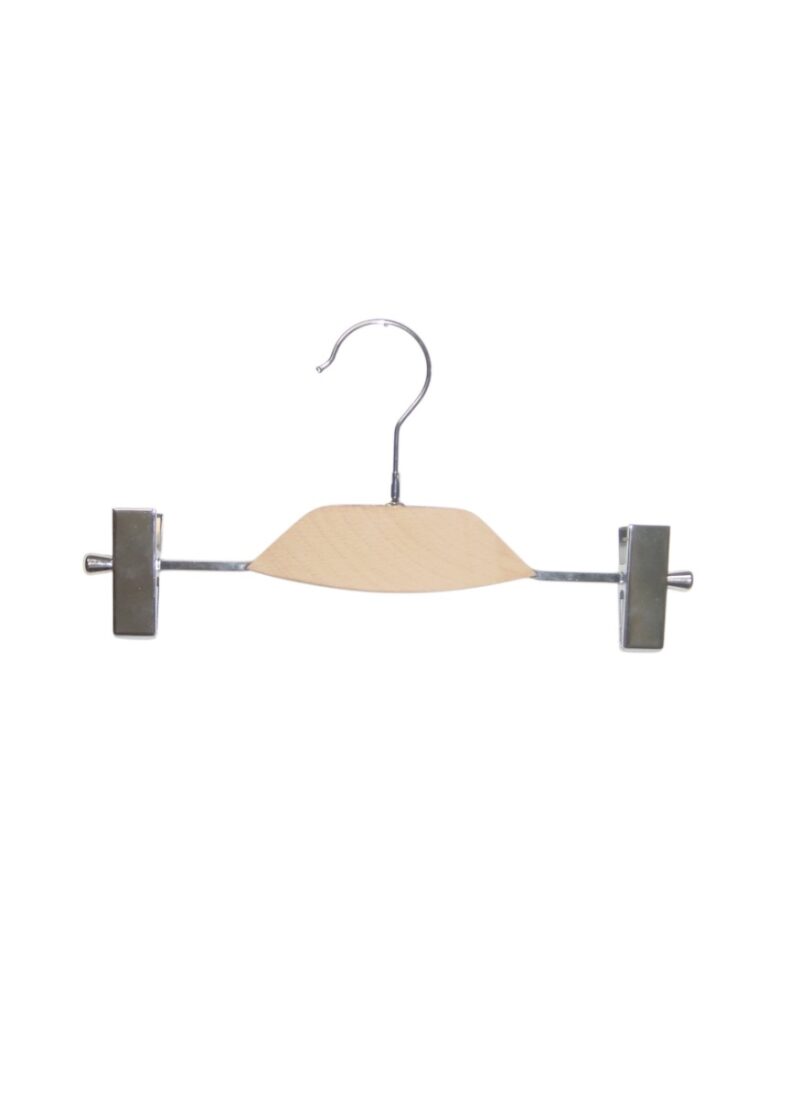 Percha con pinzas de 30 cm, con madera central. 25 unidades.