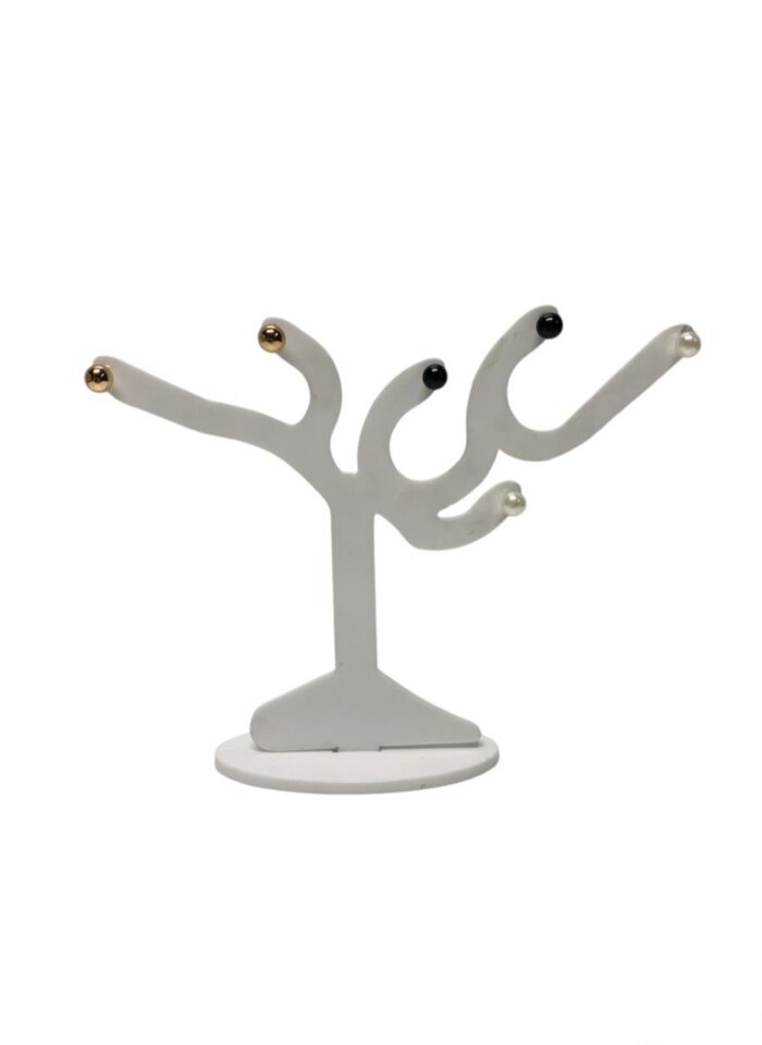 Expositor de pendientes «árbol», 13cm alto, plástico color blanco. - Imagen 3