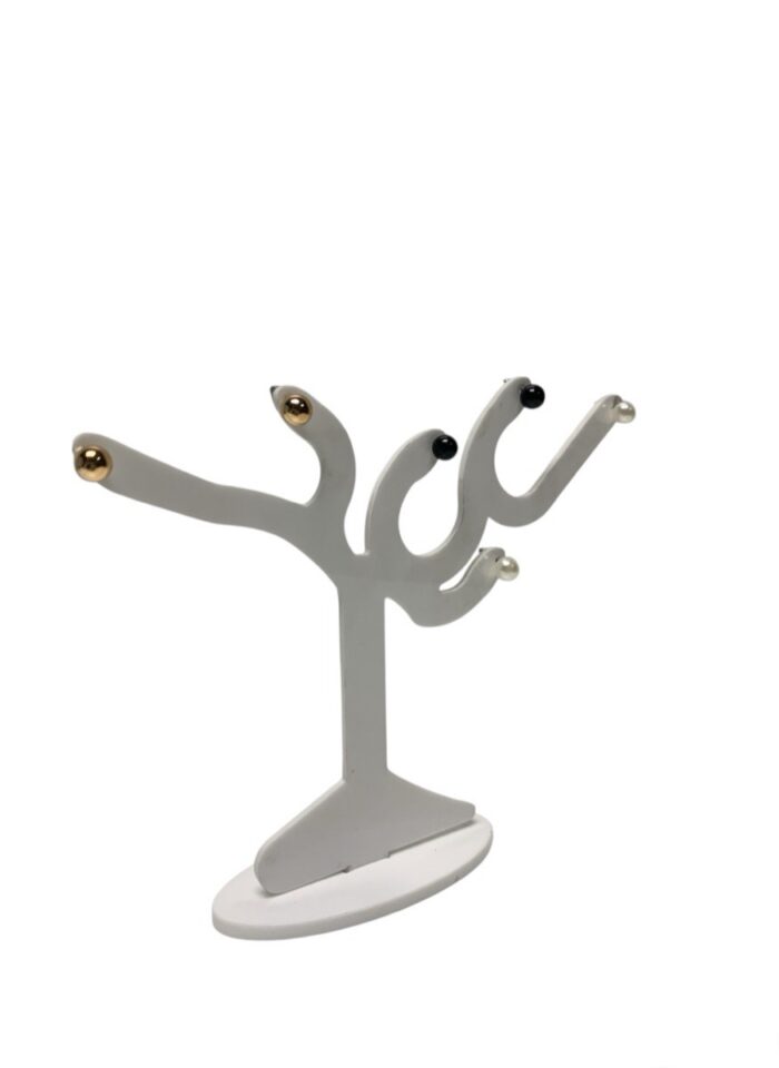 Expositor de pendientes «árbol», 13cm alto, plástico color blanco. - Imagen 4