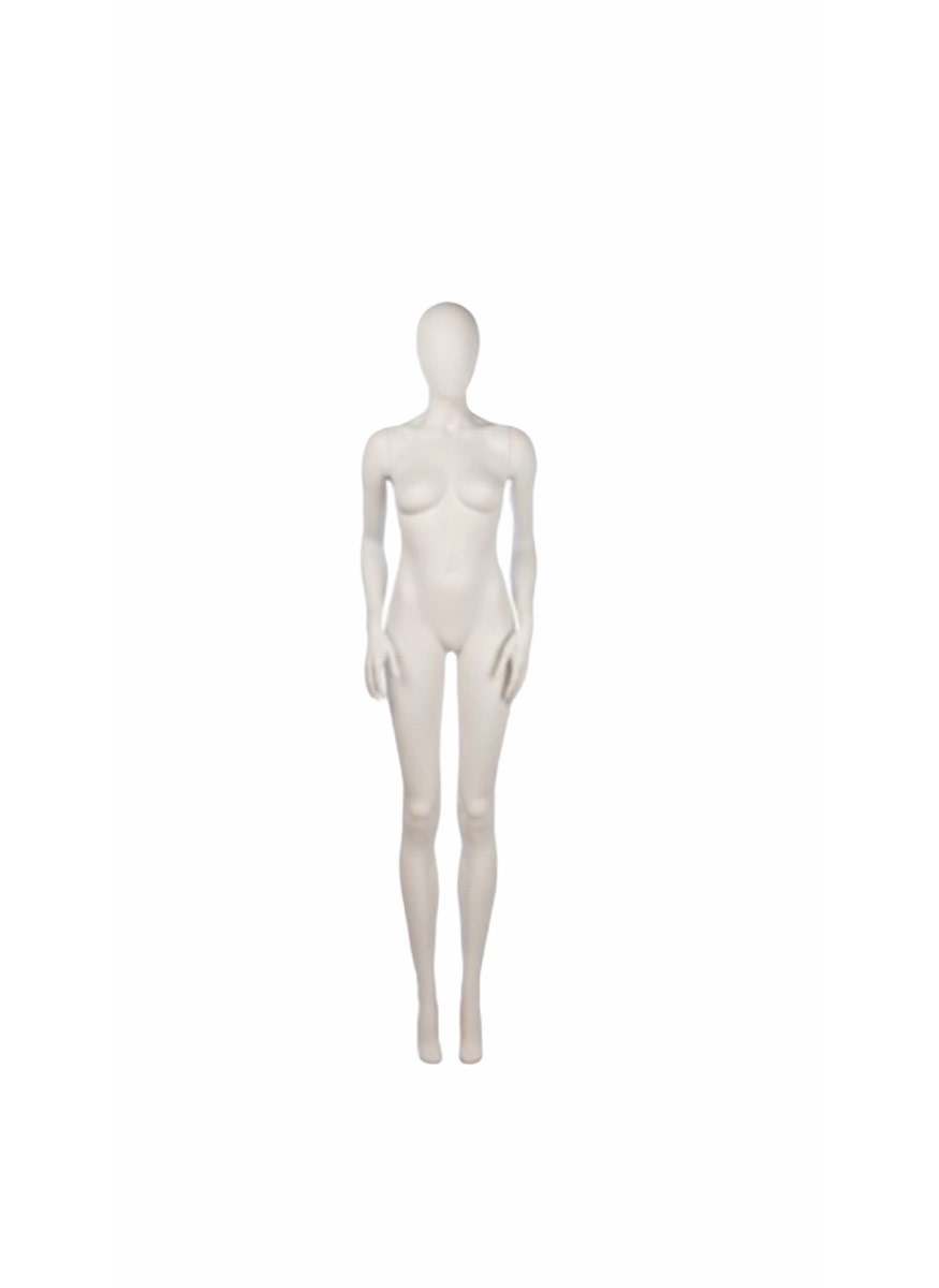 Maniquí mujer colección Goldsmith, posición recta, brazos rectos, color  blanco mate.