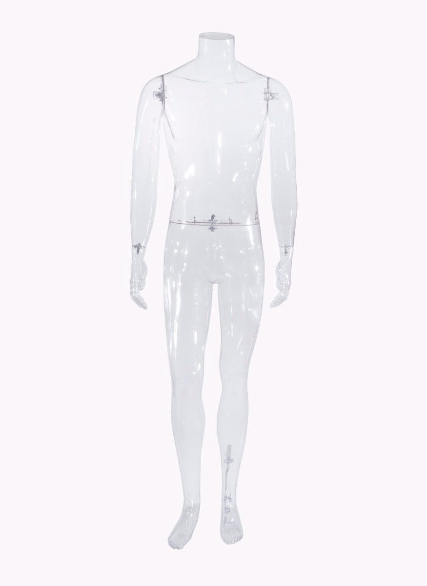 Maniquí hombre sin cabeza, 167cm alto, transparente