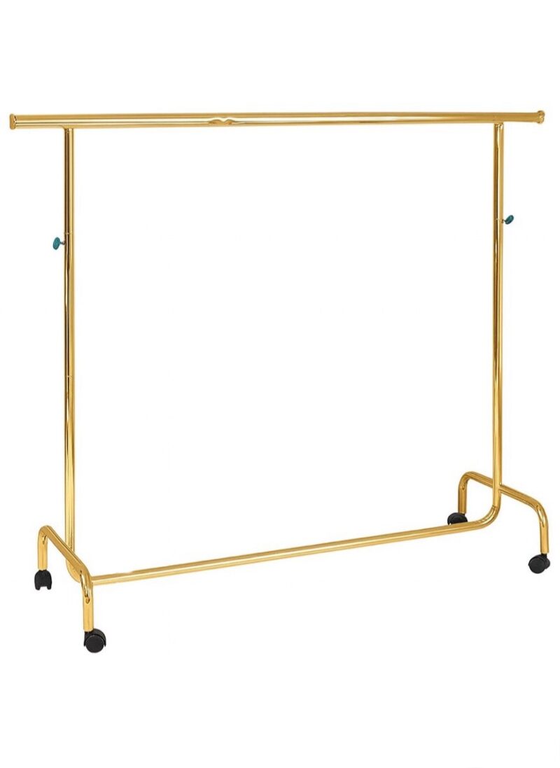 Soporte de confección graduable 135/208Hx150/210cm, rueda goma, cromado oro.