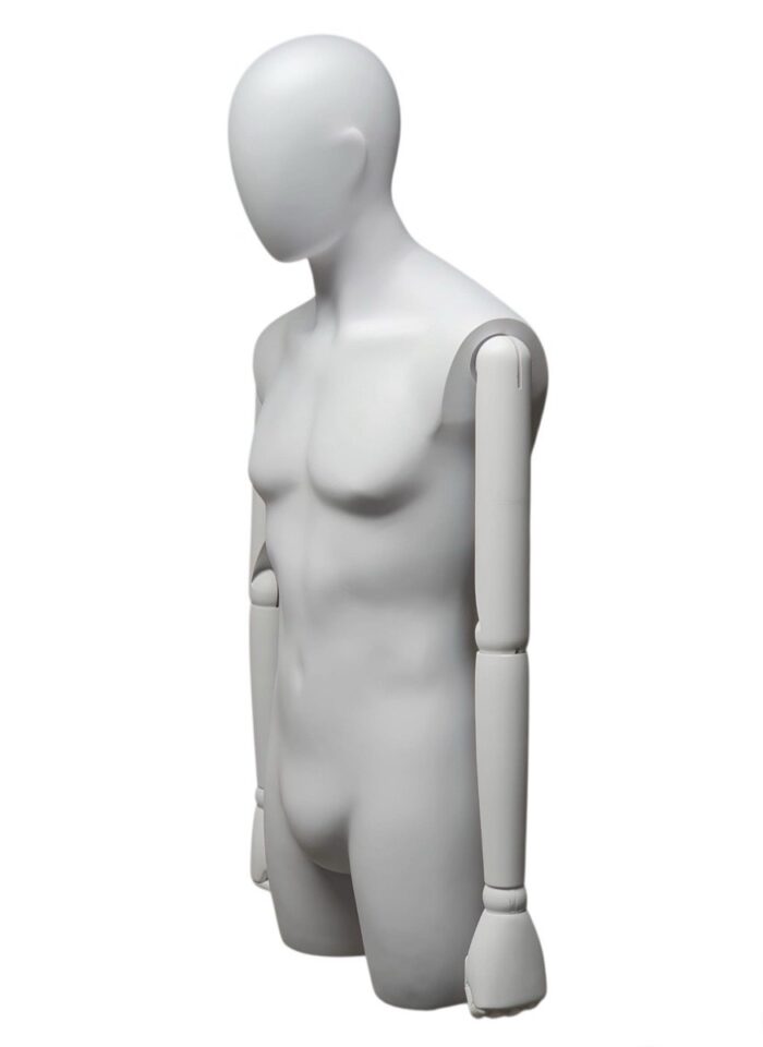 Torso hombre Persa largo, con semipierna, con cabeza y brazos madera, pintado blanco mate. - Imagen 2