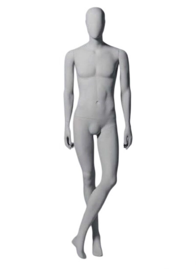 Maniquí de hombre Dakar, posición 01-E1, pierna cruzada. Blanco mate