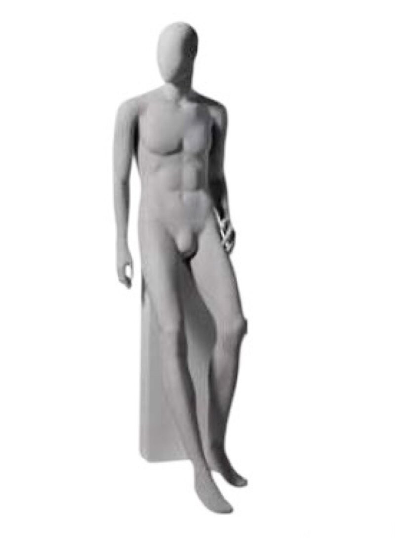 Maniquí de hombre Dakar, posición 05-E3, sentado. Blanco mate