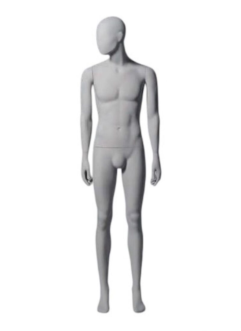 Maniquí de hombre Dakar, posición 06-E3, posición recta, cabeza mirando a derecha. Blanco mate