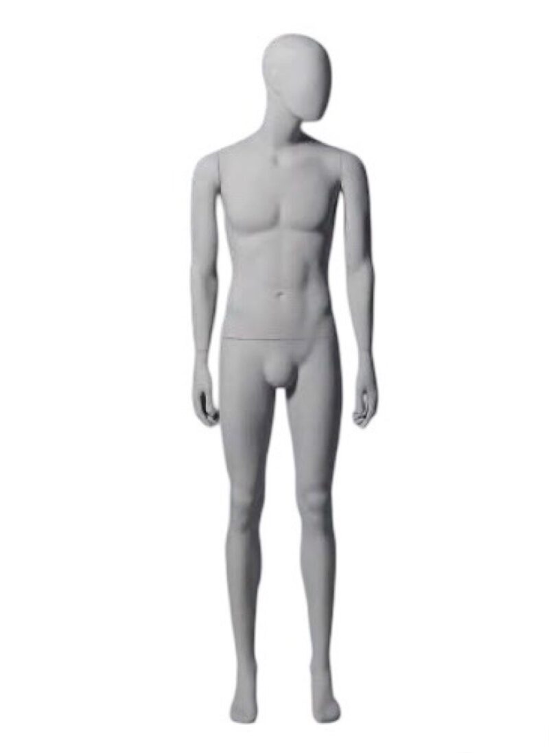 Maniquí de hombre Dakar, posición 06-E4, posición recta, cabeza mirando a izquierda. Blanco mate