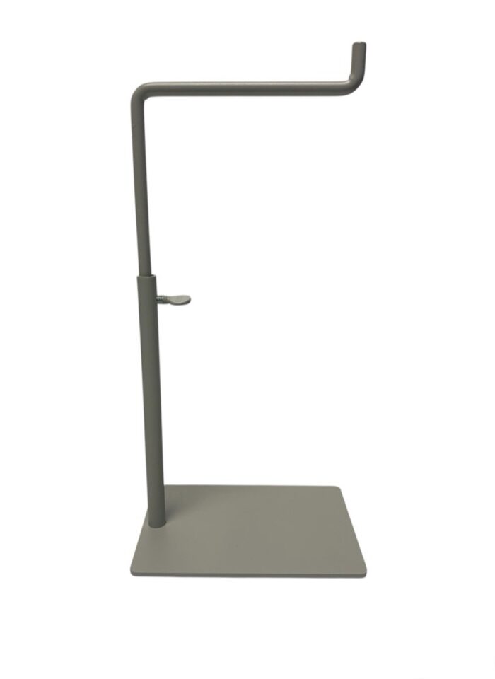 Expositor gancho simple de baja altura, regulable, de 18 a 30cm, colección Nude, color RAL 7044.
