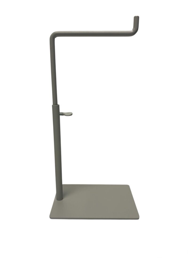 Expositor gancho simple de baja altura, regulable, de 18 a 30cm, colección Nude, color RAL 7044.