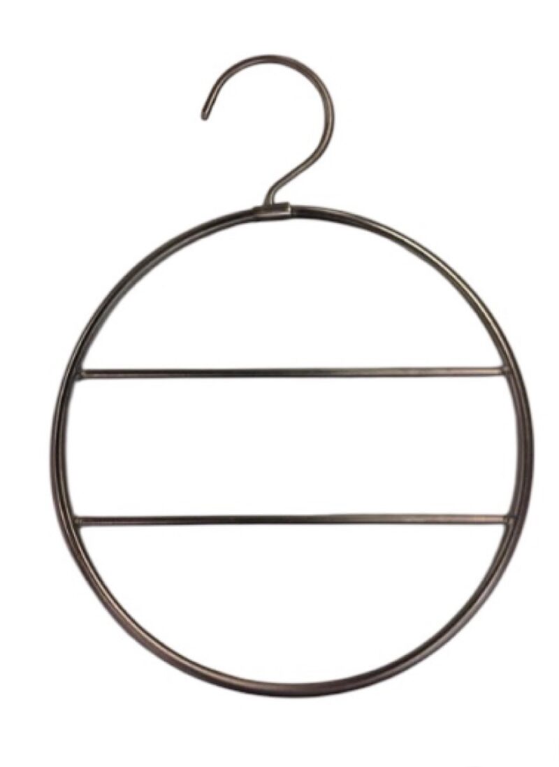 Percha aro doble barra, 18cm diámetro, acero inoxidable.