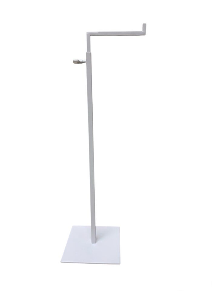 Expositor sobremesa «L» complementos, graduable de 42 a 77cm, blanco mate.