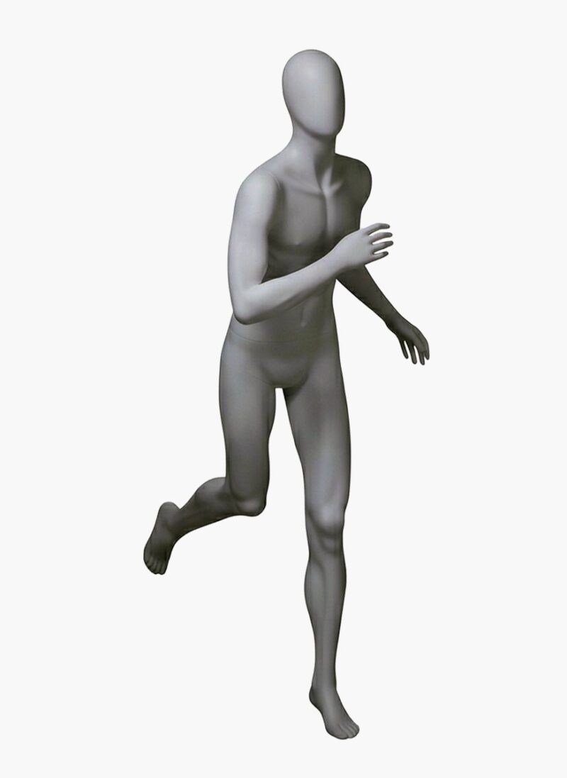 Maniquí hombre sport con cabeza, «running», blanco mate.