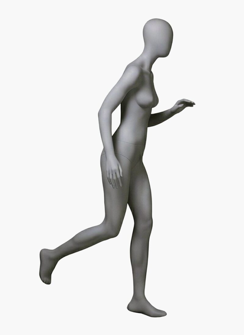 Maniquí mujer sport con cabeza, «running», blanco mate.