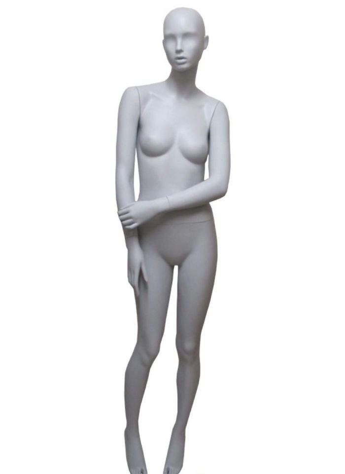Maniqui de mujer Jeunesse con cabeza Pauline, con brazo flexionado, posición recta.