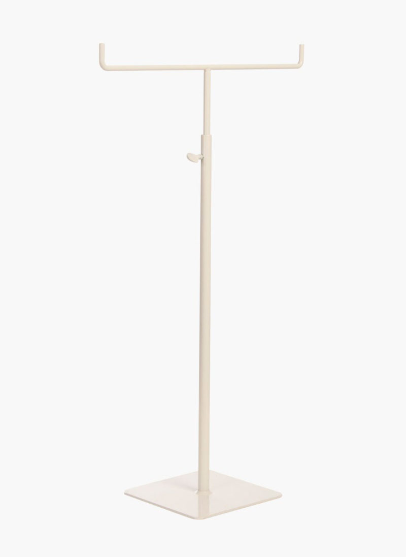 Expositor gancho doble, regulable de 41 a 75cm, color blanco mate.
