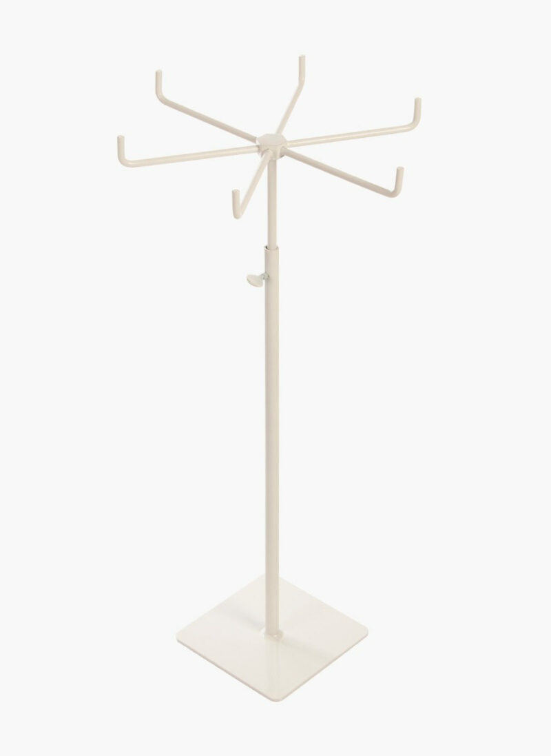 Expositor 3 ganchos dobles, regulable de 42 a 72cm, color blanco mate.